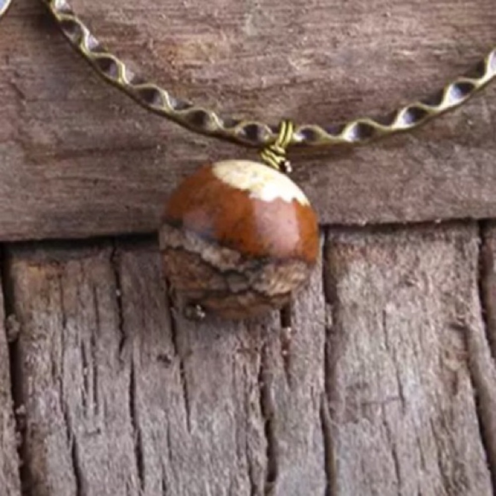 Western boho hoop jasper stone earrings - Picture 3 of 3